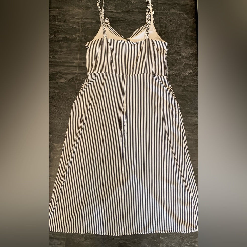 Striped Blue and White Women's Dress - Picture 3 of 11